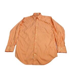Peter Millar Crown Soft Men Dress Shirt Orange Plaid  Button Down Sz S Non Iron